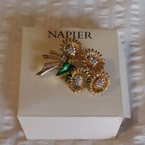 New Napier Sunflower Brooch/Pin With Crystals